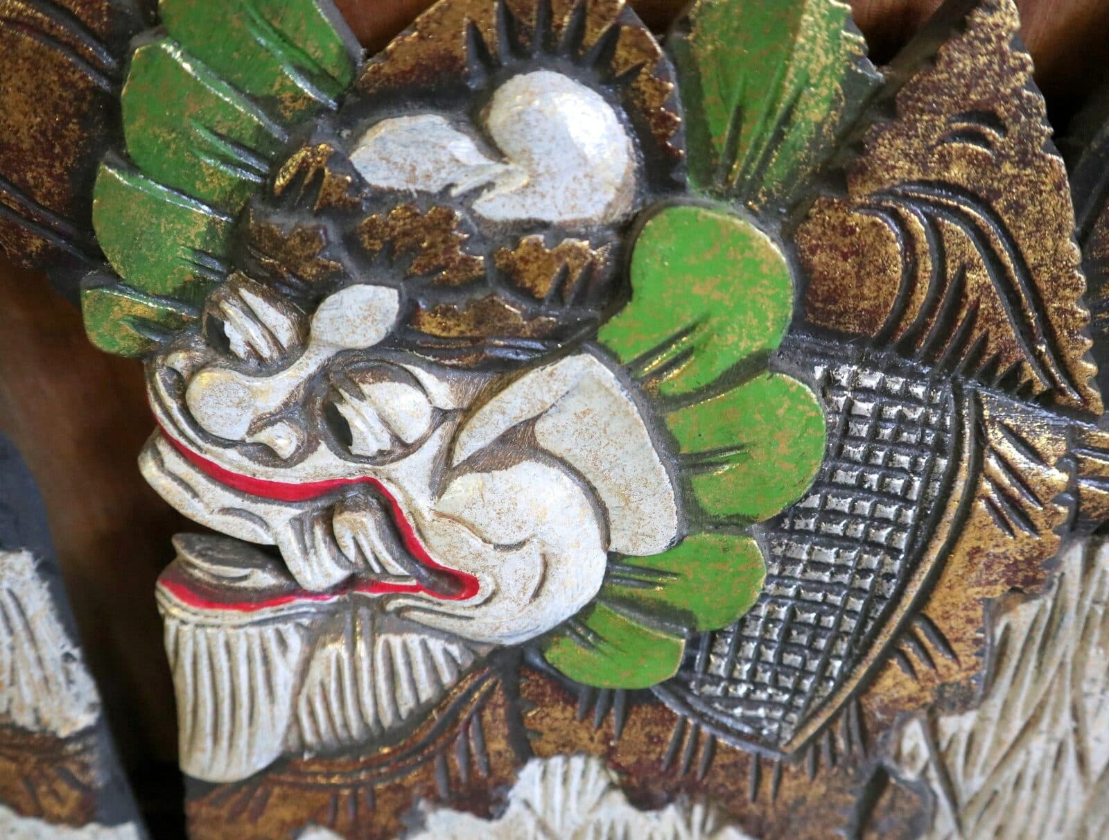 Pannello in Legno Intagliato a Mano con Dragoni Balinesi – Arte Tradizionale di Bali, Spedizione Inclusa - 6
