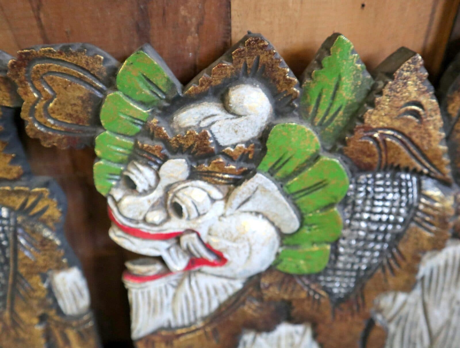 Pannello in Legno Intagliato a Mano con Dragoni Balinesi – Arte Tradizionale di Bali, Spedizione Inclusa - 8