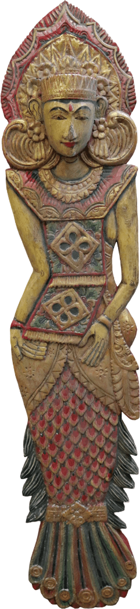 Pannello in Legno Intarsiato Balinese Vintage 70 anni – Scultura Etnica Dipinta a Mano – Arte Indonesiana da Parete 100 cm - 2