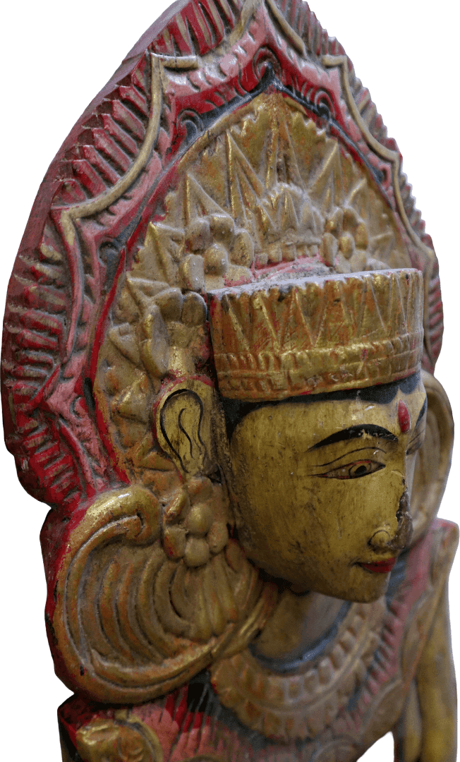 Pannello in Legno Intarsiato Balinese Vintage 70 anni – Scultura Etnica Dipinta a Mano – Arte Indonesiana da Parete 100 cm - 4