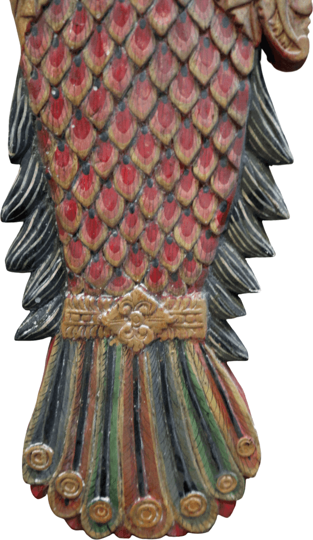 Pannello in Legno Intarsiato Balinese Vintage 70 anni – Scultura Etnica Dipinta a Mano – Arte Indonesiana da Parete 100 cm - 6