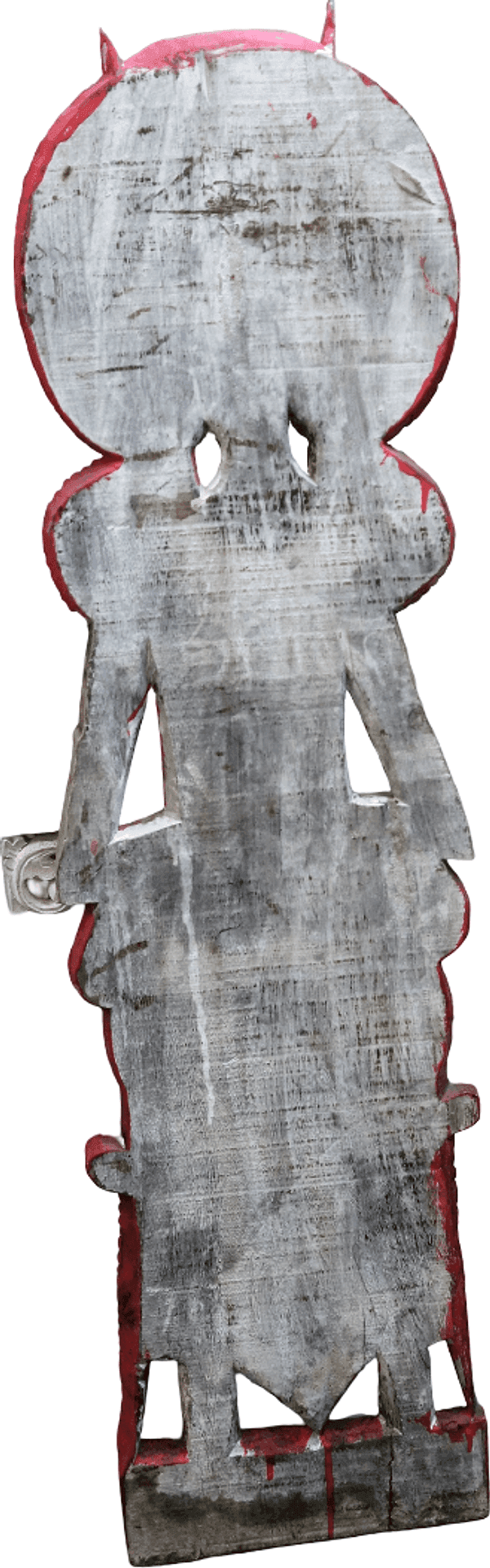 Antica Scultura Balinese in Legno Dipinto a Mano – Divinità Protettiva – Pannello Decorativo da Parete 95 cm - 7