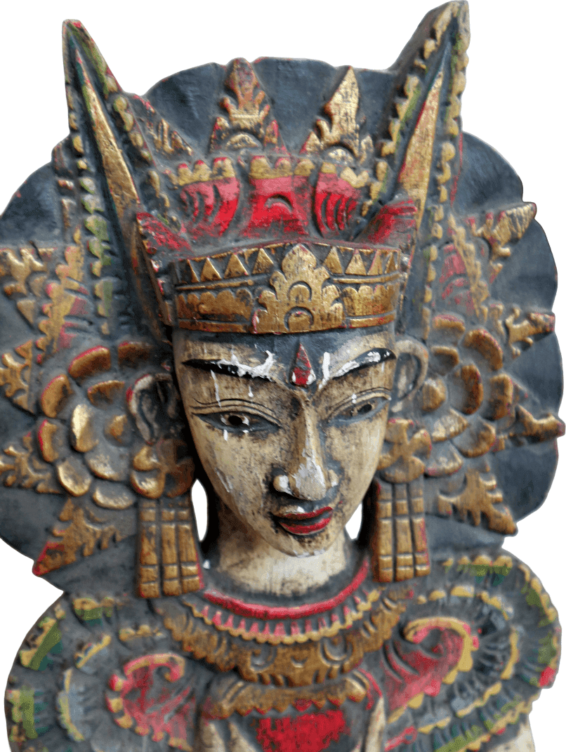 Antico Pannello Intagliato Balinese in Legno Dipinto a Mano –  Arte Indonesiana Vintage Oltre 70 Anni - 3
