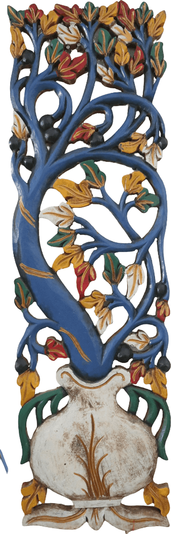 Albero della Vita in Legno Intarsiato e Dipinto a Mano – Pannello Decorativo da Parete 80x23 cm - 2