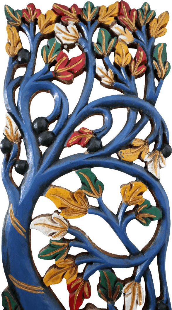 Albero della Vita in Legno Intarsiato e Dipinto a Mano – Pannello Decorativo da Parete 80x23 cm - 3