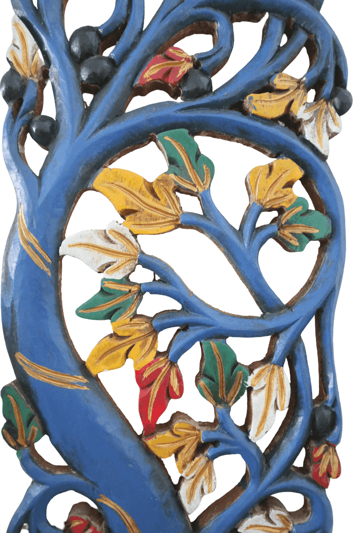 Albero della Vita in Legno Intarsiato e Dipinto a Mano – Pannello Decorativo da Parete 80x23 cm - 4