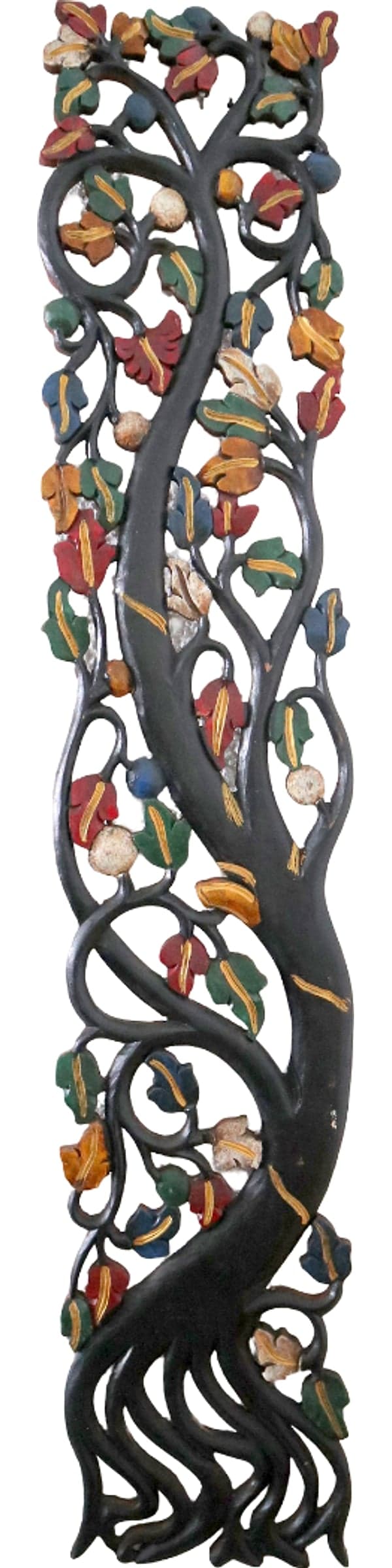 Albero della Vita in Legno Intarsiato e Dipinto a Mano – Pannello Decorativo da Parete 120x22 cm - 2