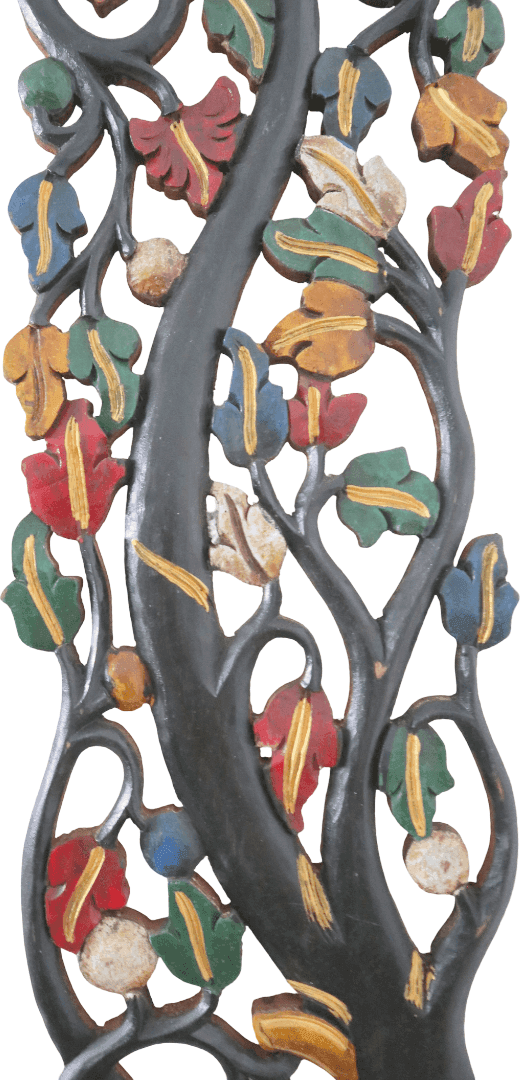 Albero della Vita in Legno Intarsiato e Dipinto a Mano – Pannello Decorativo da Parete 120x22 cm - 4