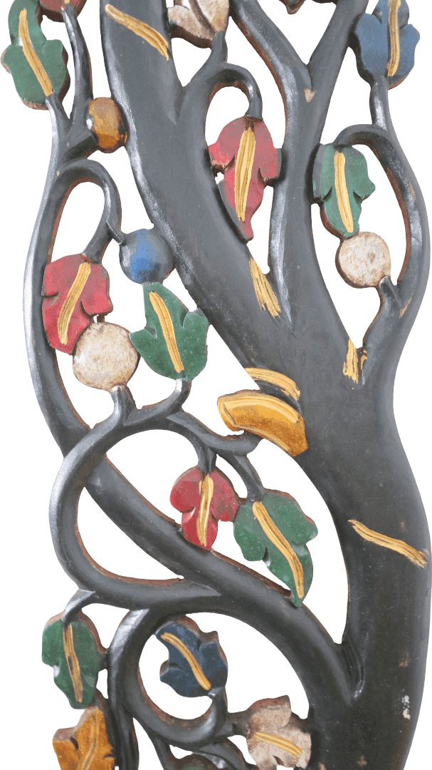 Albero della Vita in Legno Intarsiato e Dipinto a Mano – Pannello Decorativo da Parete 120x22 cm - 5