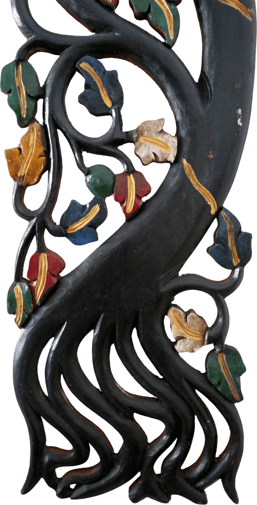 Albero della Vita in Legno Intarsiato e Dipinto a Mano – Pannello Decorativo da Parete 120x22 cm - 6
