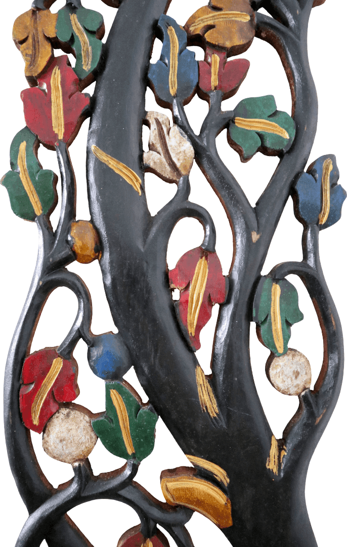 Albero della Vita in Legno Intarsiato e Dipinto a Mano – Pannello Decorativo da Parete 120x22 cm - 7