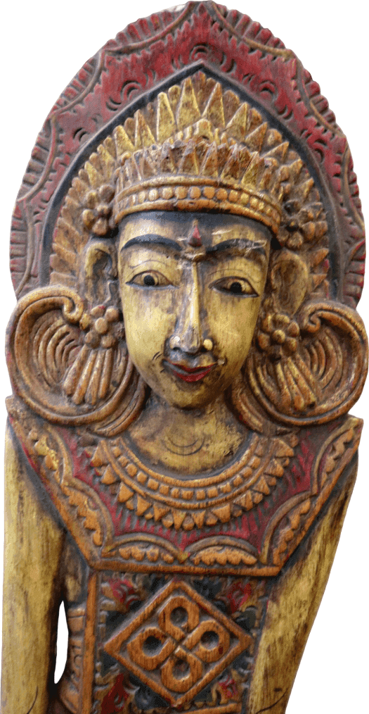 Pannello in Legno Intarsiato Balinese Vintage 70 anni – Scultura Etnica Dipinta a Mano – Arte Indonesiana da Parete 101 cm - 3