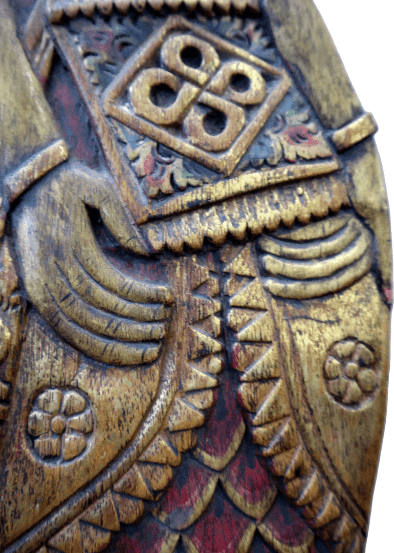 Pannello in Legno Intarsiato Balinese Vintage 70 anni – Scultura Etnica Dipinta a Mano – Arte Indonesiana da Parete 101 cm - 6