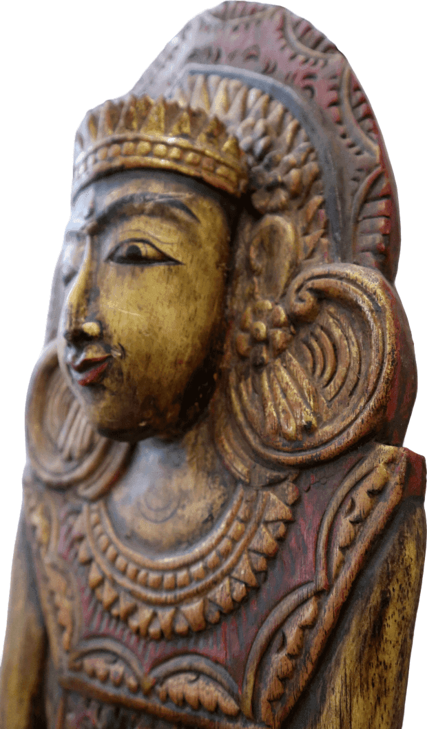 Pannello in Legno Intarsiato Balinese Vintage 70 anni – Scultura Etnica Dipinta a Mano – Arte Indonesiana da Parete 101 cm - 7