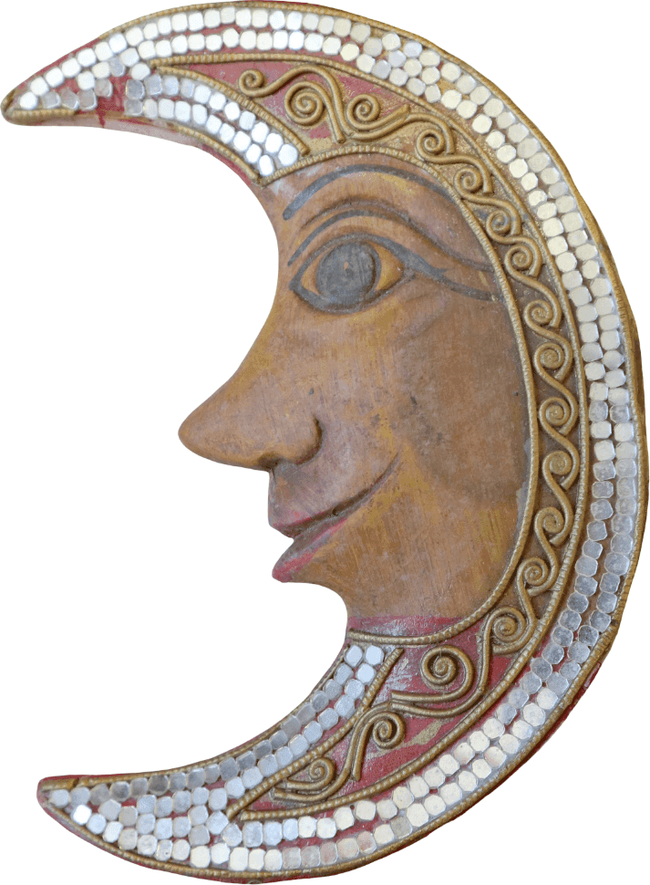 Sole e Luna da Parete in Legno con Mosaico – Decorazione Artigianale Thailandese Handmade – Diametro Sole 30 cm - 5