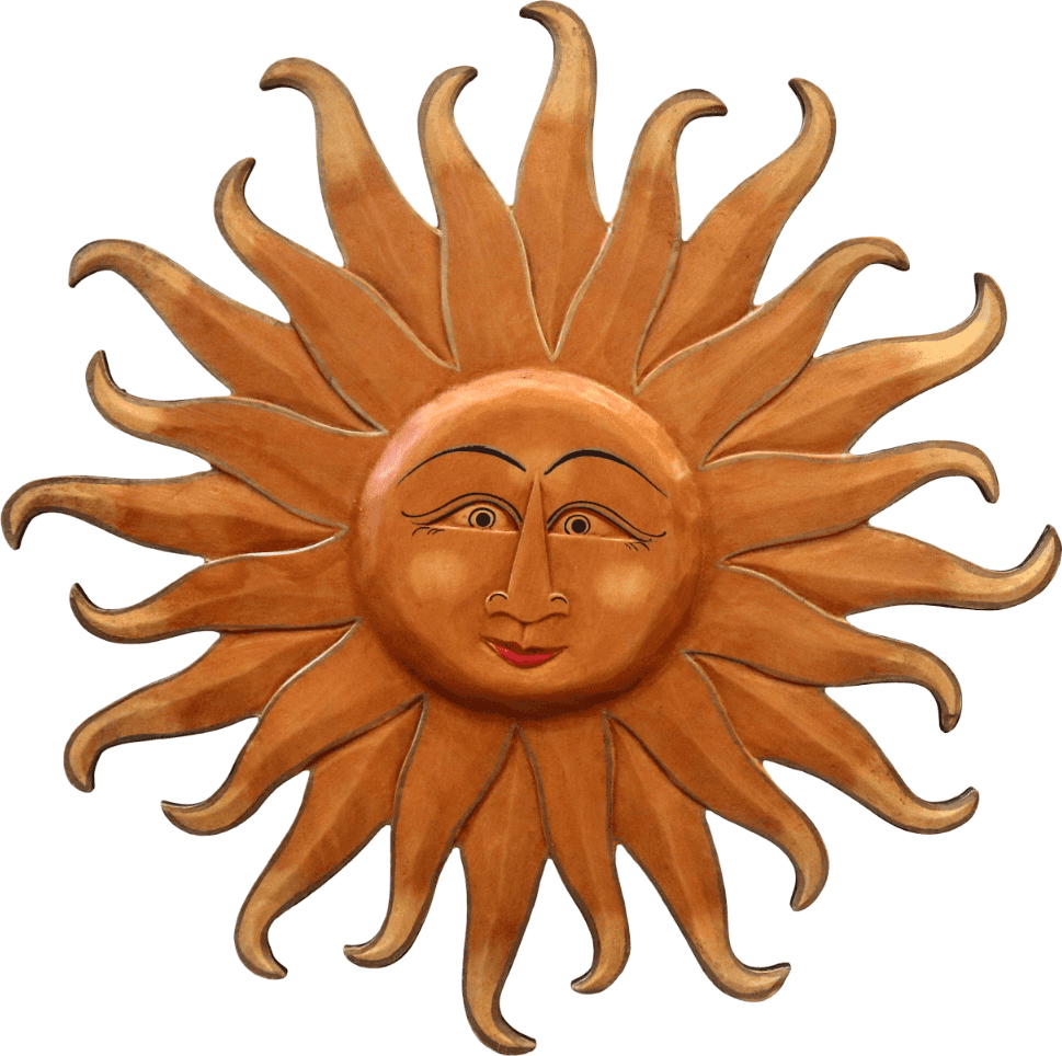 Sole da Parete in Legno Dipinto a Mano Ø 60 cm – Decorazione Artigianale Etnica per Casa e SPA - 2