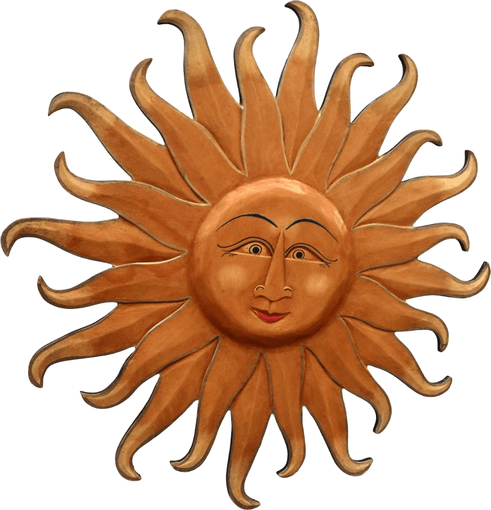 Sole da Parete in Legno Dipinto a Mano Ø 60 cm – Decorazione Artigianale Etnica per Casa e SPA - 3
