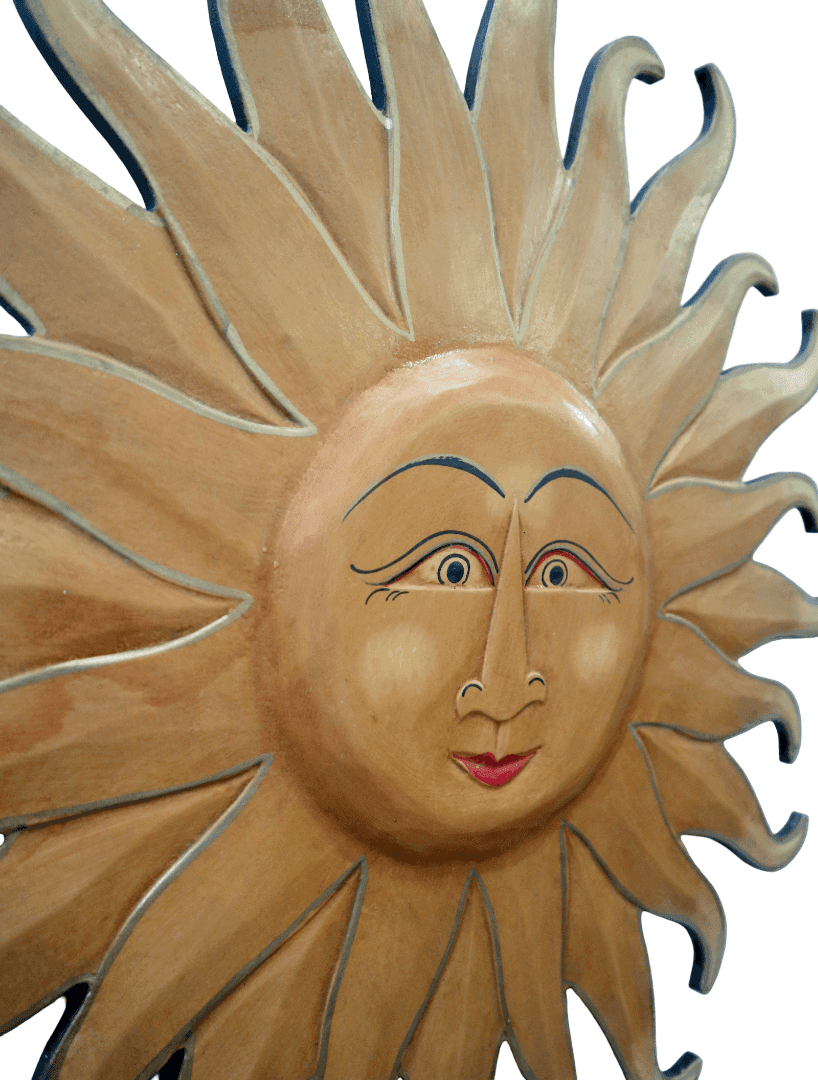 Sole da Parete in Legno Dipinto a Mano Ø 60 cm – Decorazione Artigianale Etnica per Casa e SPA - 4
