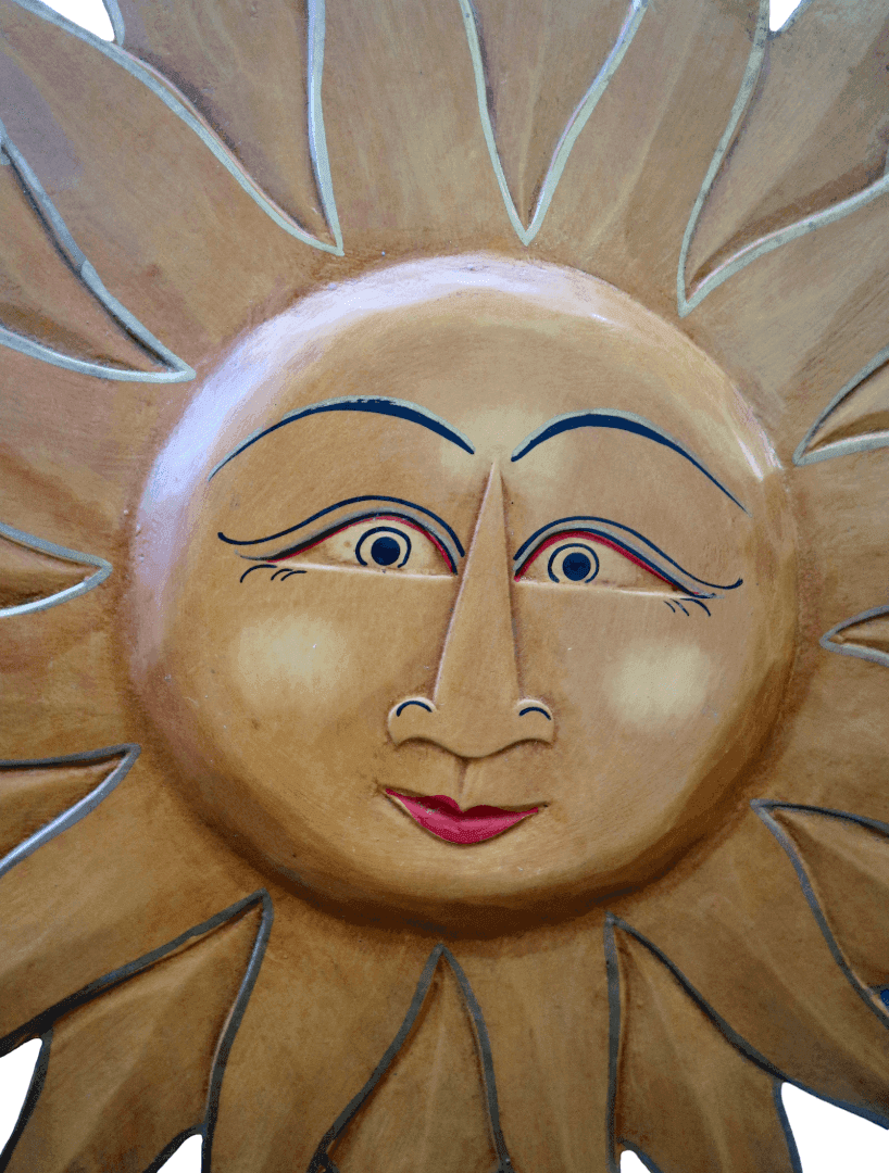 Sole da Parete in Legno Dipinto a Mano Ø 60 cm – Decorazione Artigianale Etnica per Casa e SPA - 5