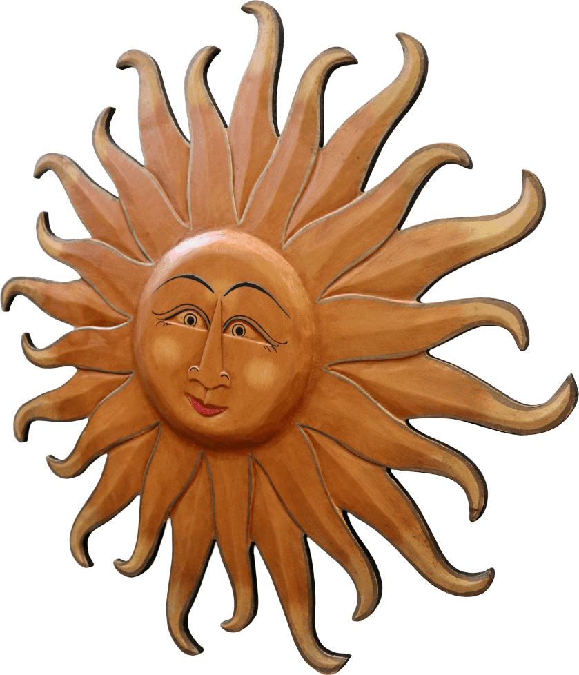 Sole da Parete in Legno Dipinto a Mano Ø 60 cm – Decorazione Artigianale Etnica per Casa e SPA - 6