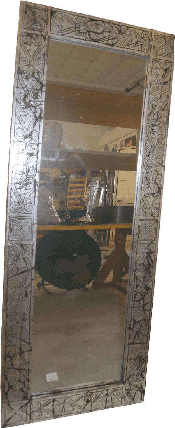 Specchio Tribale in Legno Intarsiato – Cornice Etnica Artigianale Indonesiana 53x140 cm - 4