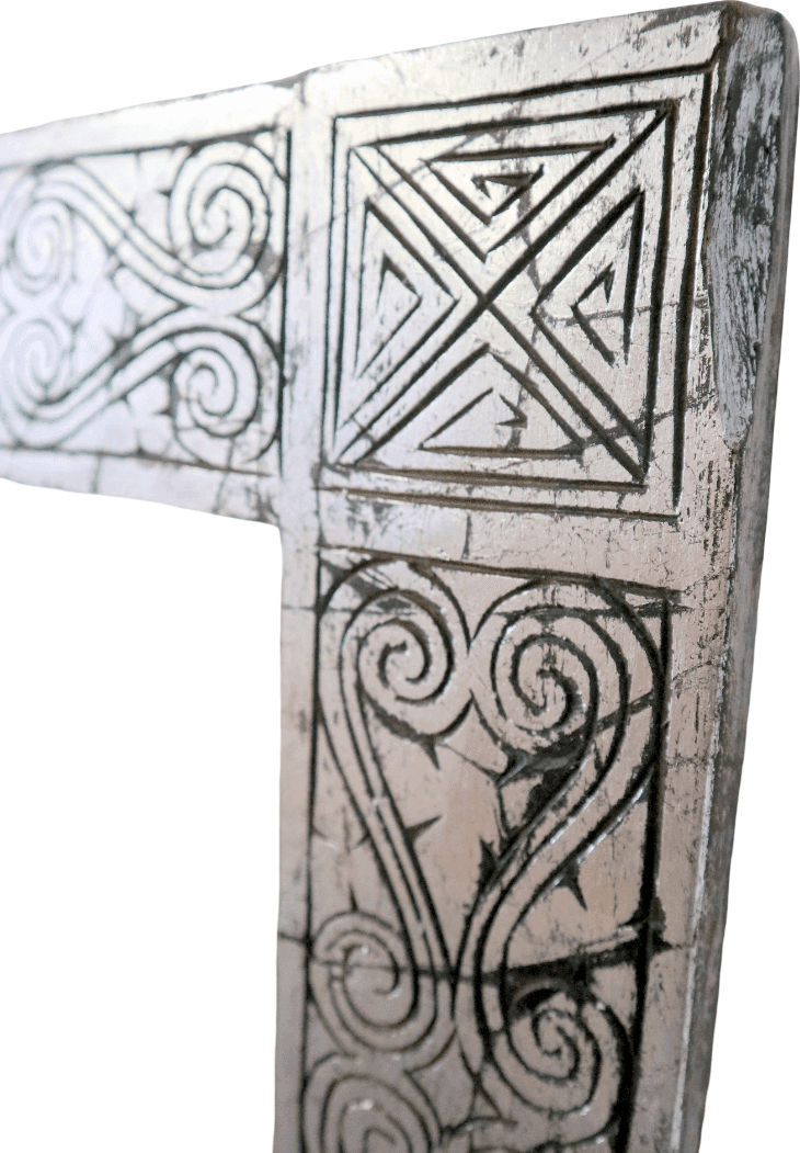 Specchio Tribale in Legno Intarsiato – Cornice Etnica Artigianale Indonesiana 53x140 cm - 7