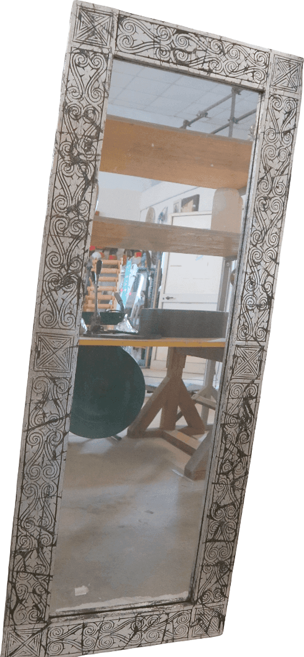Specchio Tribale in Legno Intarsiato – Cornice Etnica Artigianale Indonesiana 53x140 cm - 10