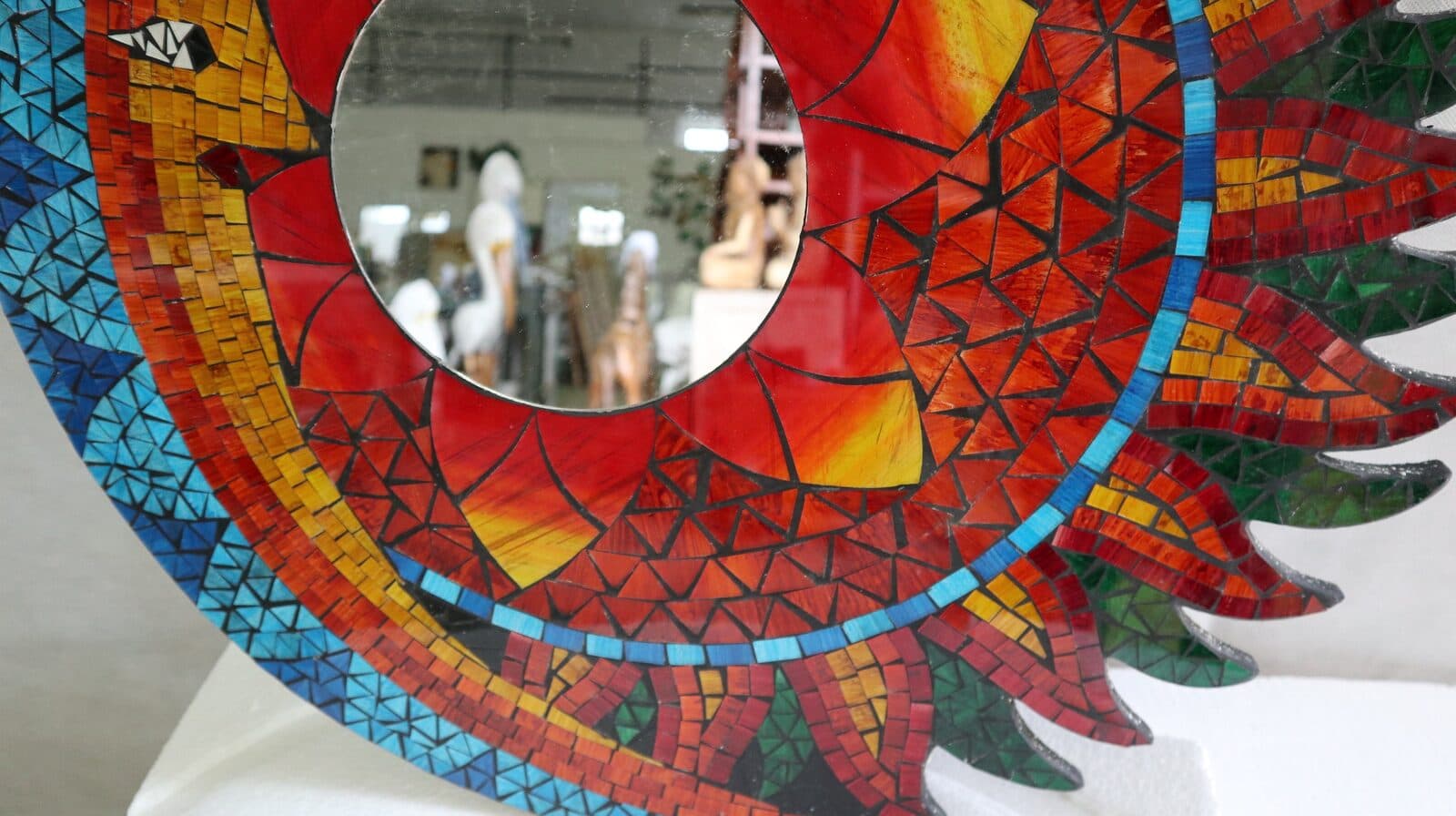 Specchio Sole  Luna diametro cm 60 realizzato a mosaico di vetro multicolor - 3