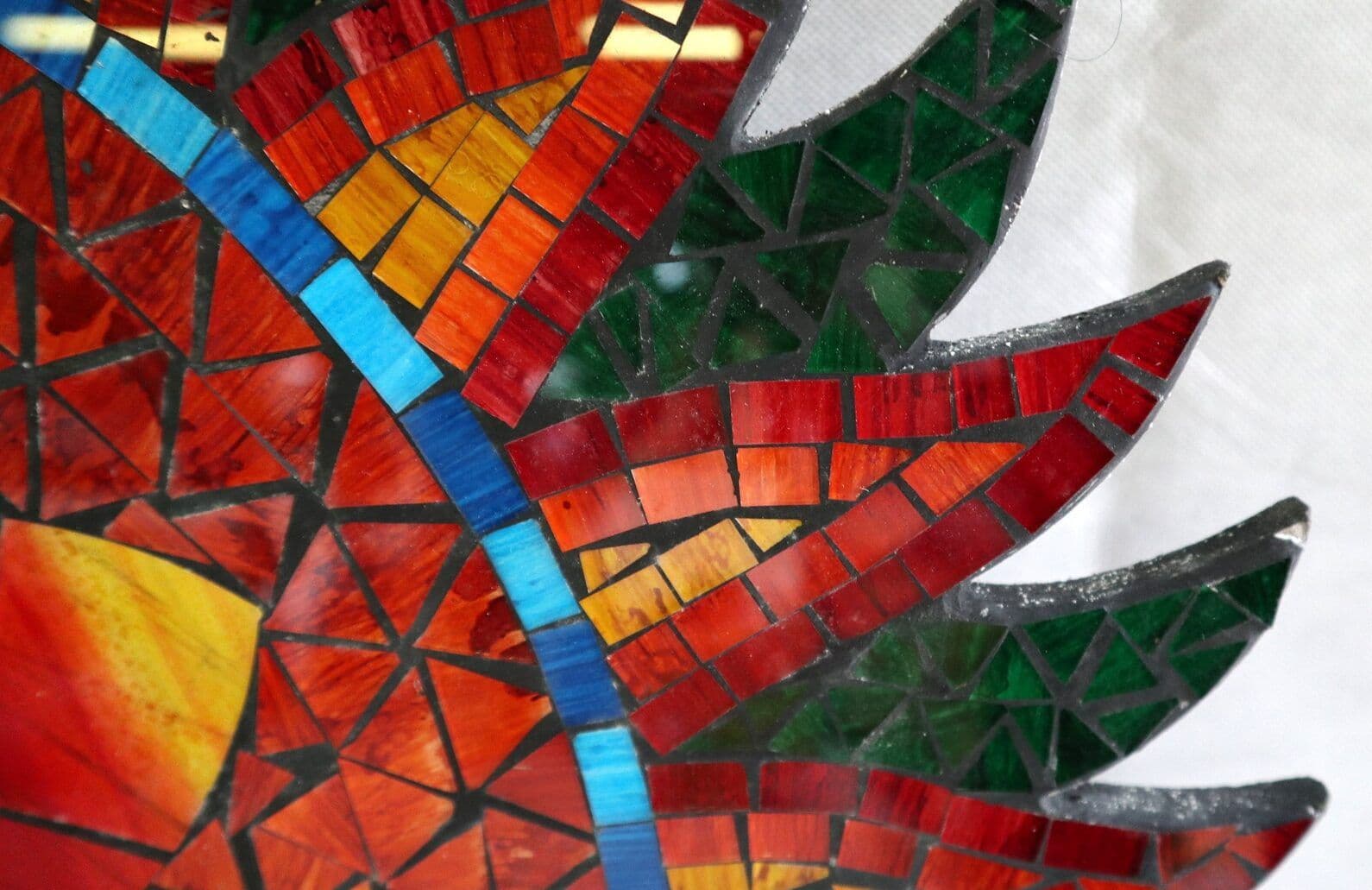 Specchio Sole  Luna diametro cm 60 realizzato a mosaico di vetro multicolor - 5
