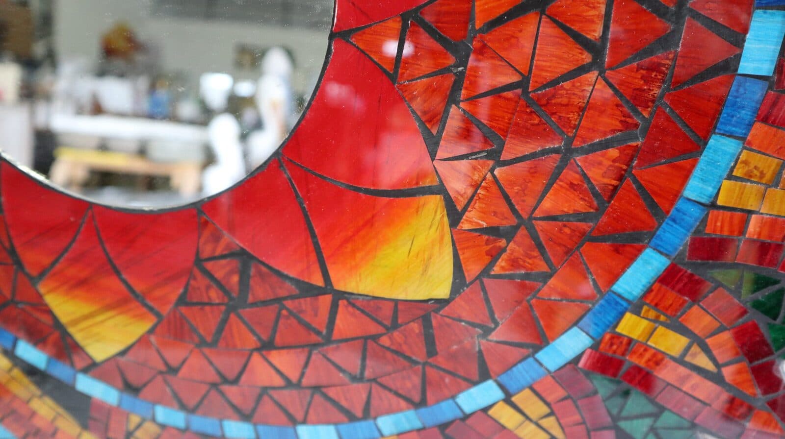 Specchio Sole  Luna diametro cm 60 realizzato a mosaico di vetro multicolor - 6