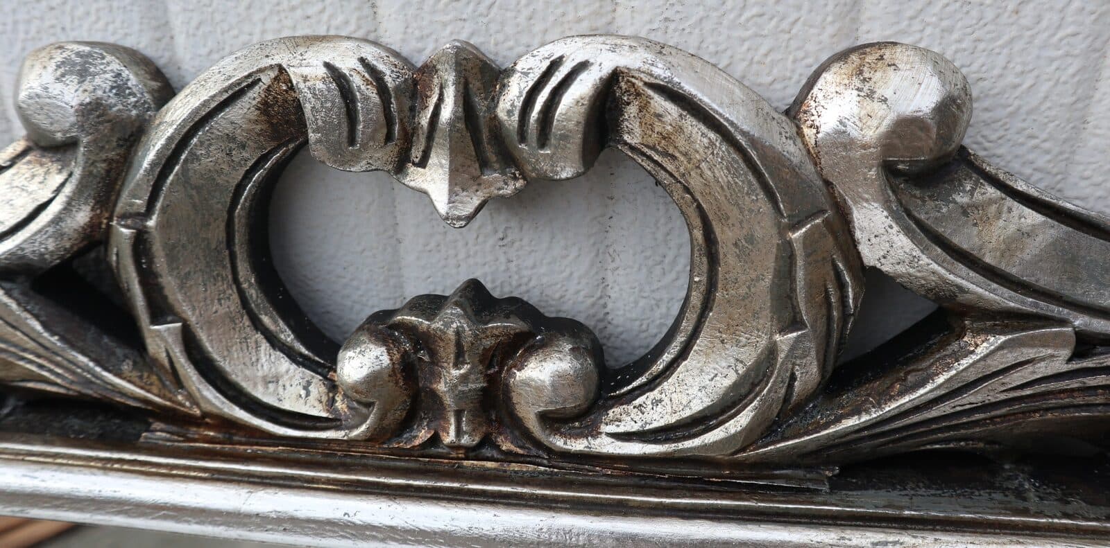Specchio barocco in legno intarsiato cm 100x70  argento anticato mod. Hollywood - 4