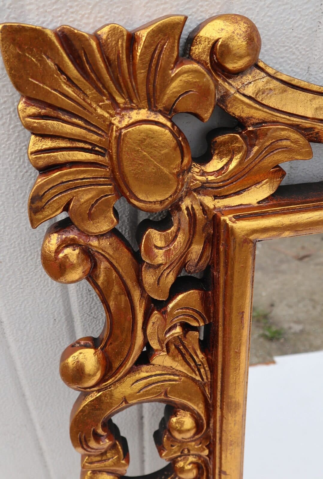 Specchio barocco in legno intarsiato cm 100x70  Oro anticato mod. Hollywood - 4