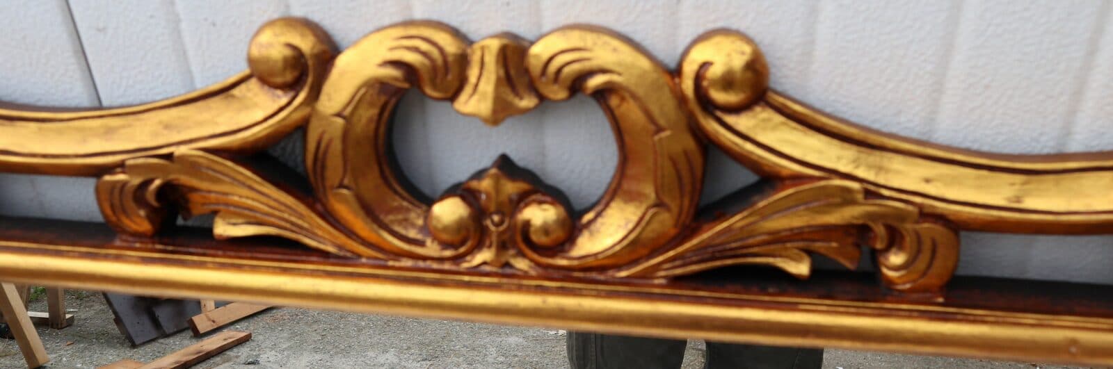 Specchio barocco in legno intarsiato cm 100x70  Oro anticato mod. Hollywood - 5