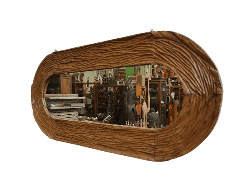 Specchio ovale in teak massello 180x81 cm – Cornice artigianale - 4