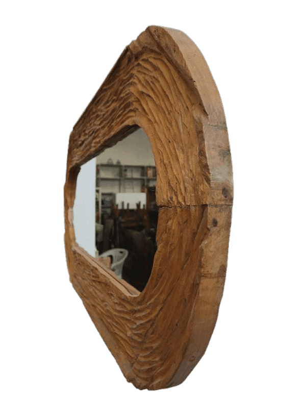 Specchio ovale in teak massello 180x81 cm – Cornice artigianale - 5