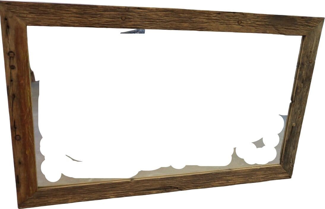 Specchio Rettangolare in Legno di Teak Vecchio – 130x80 cm – Cornice 8 cm – Stile Rustico ed Elegante Indonesiano cm 120x80 - 2