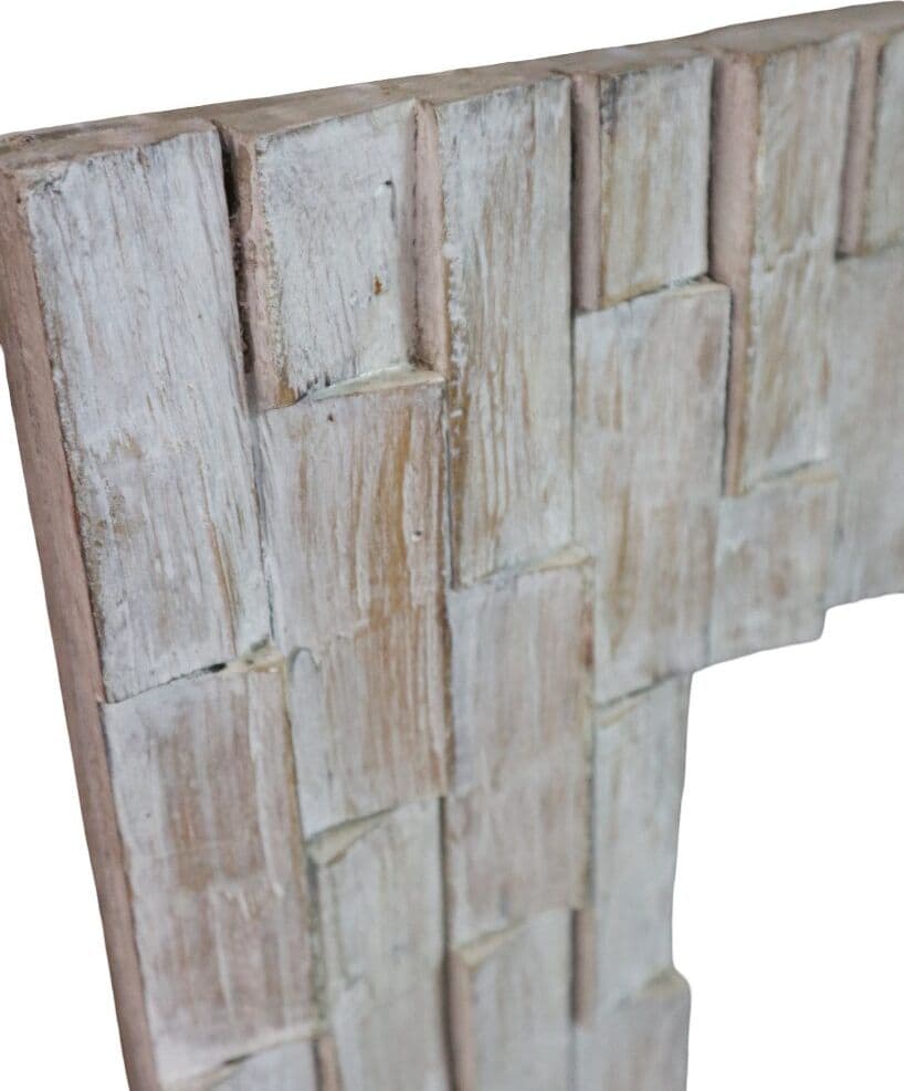 Specchio in legno artigianale cm 90x70x4 con cornice 15 cm fatto a mano in Indonesia - 5