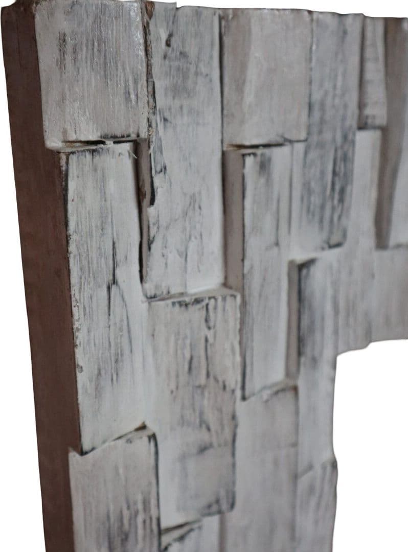 Specchio in legno artigianale cm 90x90x4 con cornice 15 cm fatto a mano in Indonesia - 5