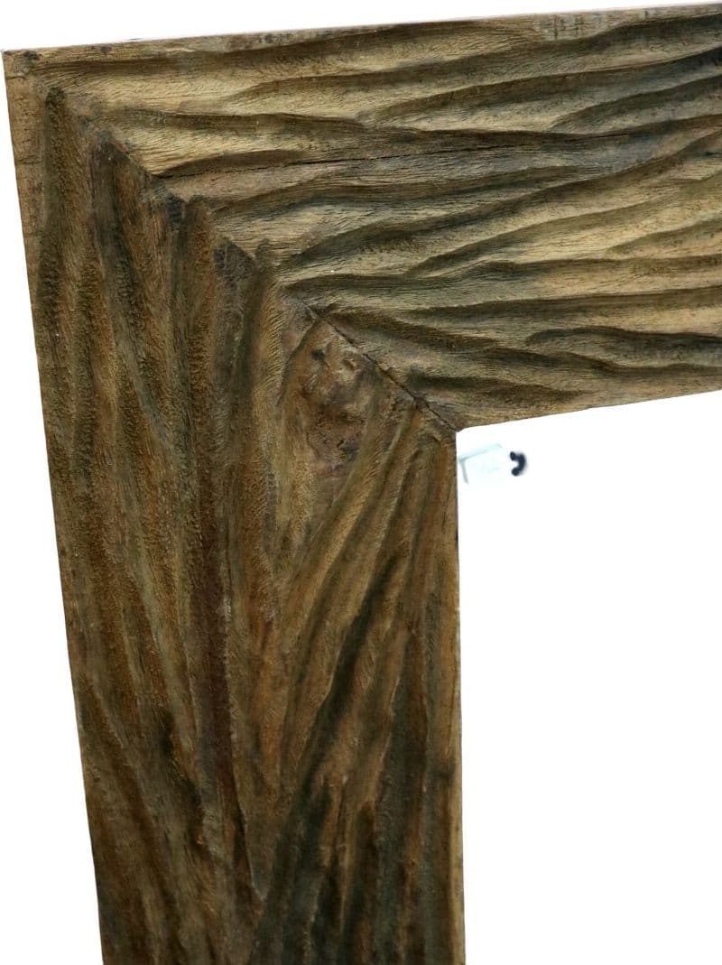 Specchio quadrato in legno di teak fatto a mano – Cornice lavorata artigianalmente – 100x100 cm - 3
