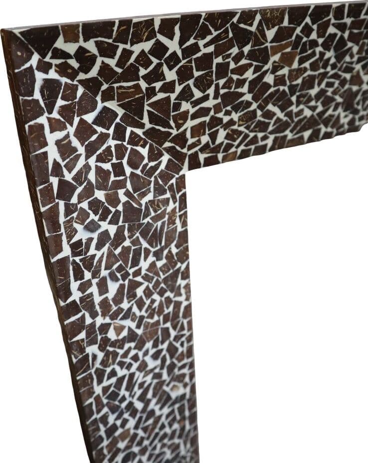 Specchio Artigianale in Resina e Guscio di Cocco 120x80 cm – Cornice a V Fatta a Mano in Indonesia - 5