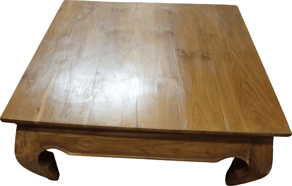 Tavolino da Fumo in Teak Massello 80x80x37 cm – Gambe Opium – Tavolino Orientale Artigianale - 2