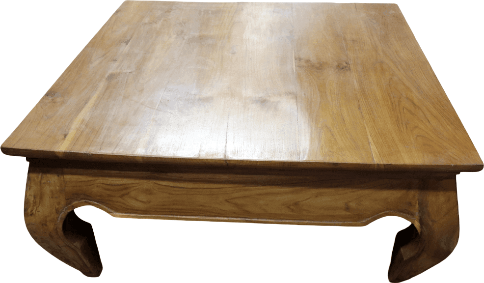 Tavolino da Fumo in Teak Massello 80x80x37 cm – Gambe Opium – Tavolino Orientale Artigianale - 3