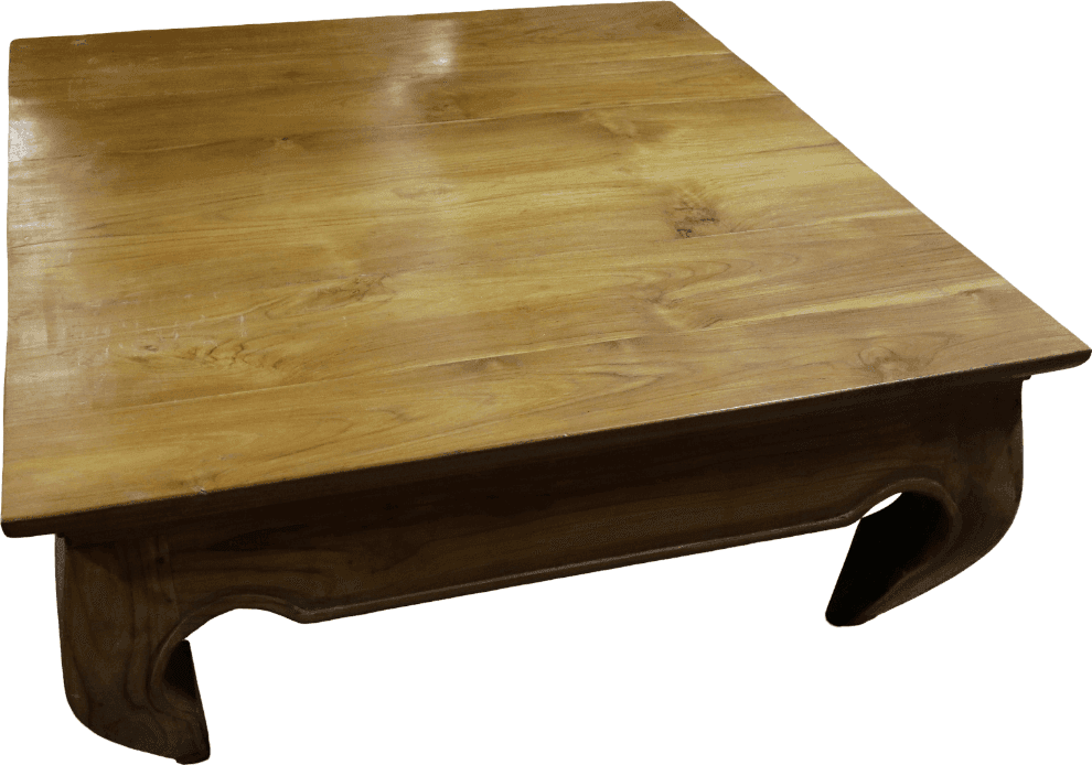 Tavolino da Fumo in Teak Massello 80x80x37 cm – Gambe Opium – Tavolino Orientale Artigianale - 4