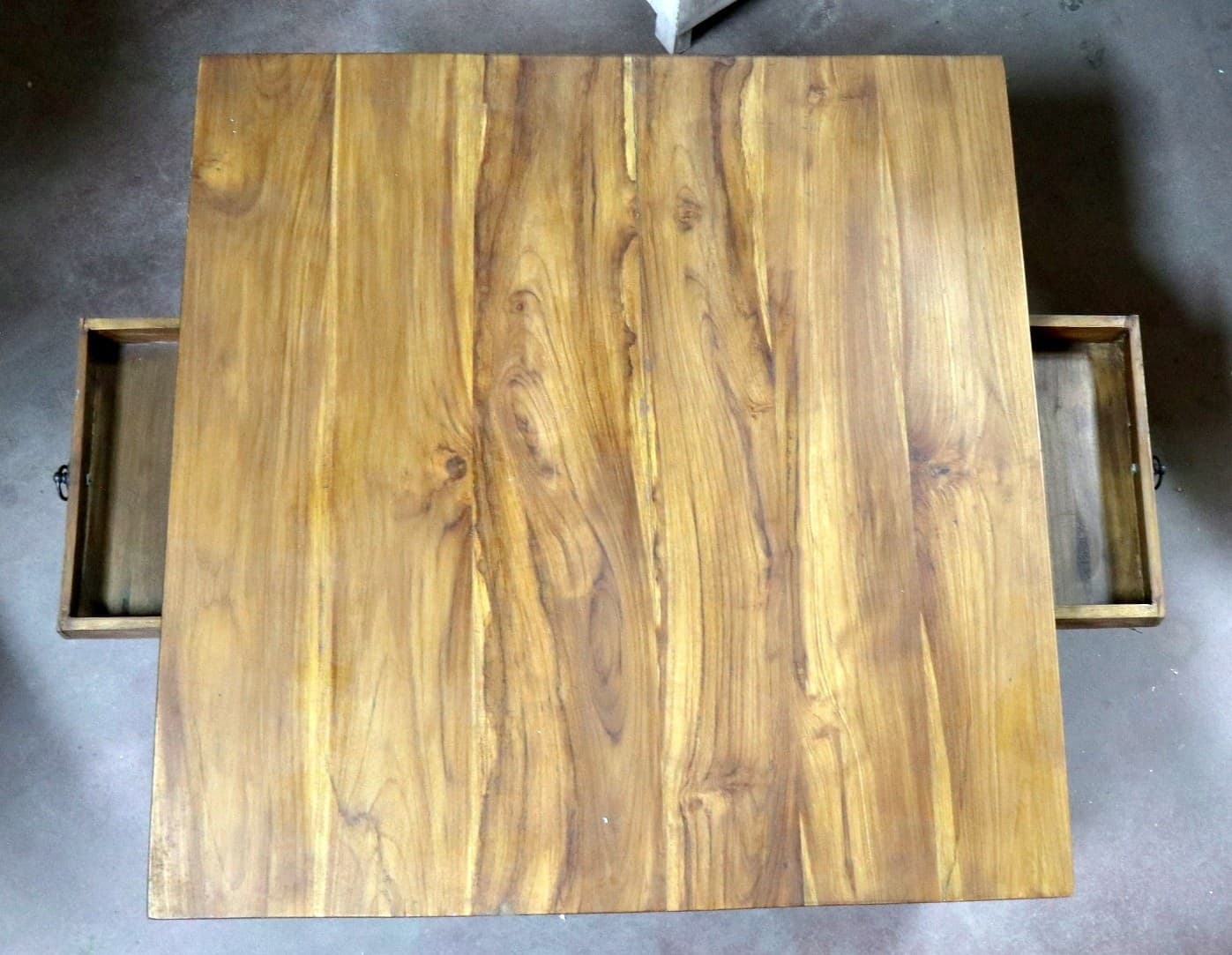 avolino da Caffè / Tavolino da Fumo in Teak con Gambe Opium e 2 Cassetti – 78×80×34 cm - 7