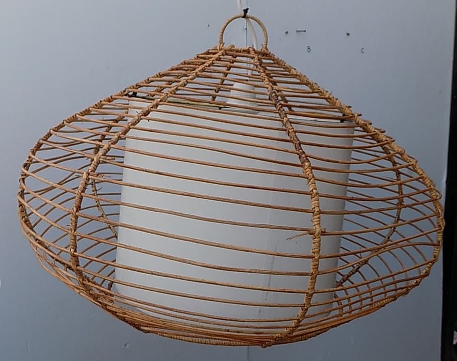 Lampadario in rattan e resina diam. 55x45h luce sospensione - 2