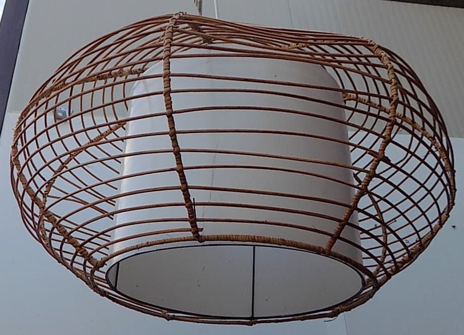 Lampadario in rattan e resina diam. 55x45h luce sospensione - 3
