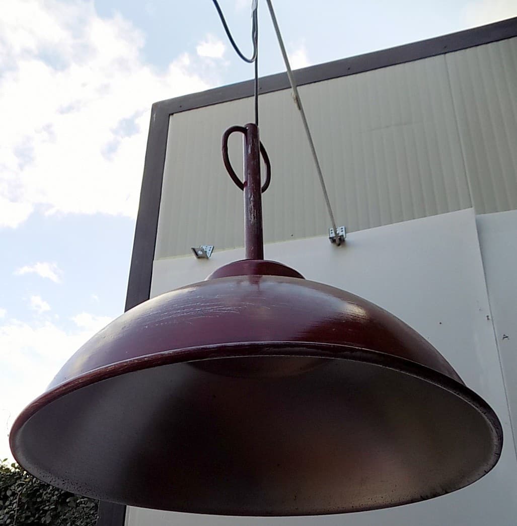Lampadario in alluminio industrial nero  53x68 rosso nero bianco - 2