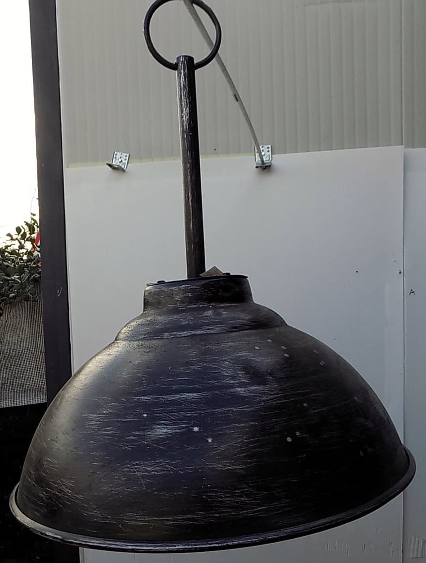 Lampadario in alluminio industrial nero  53x68 rosso nero bianco - 8