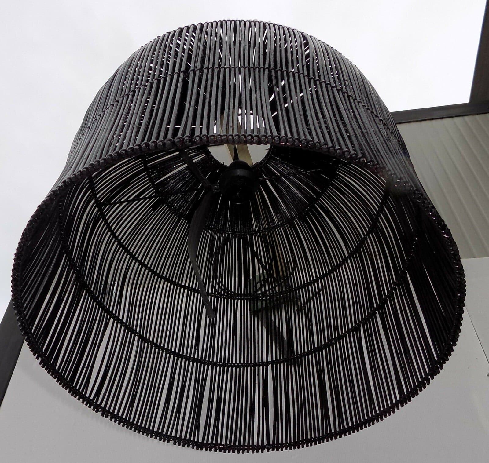Lampadario in Rattan Vegetale midollino cm 40x50 nero luce da soffitto lampada - 4