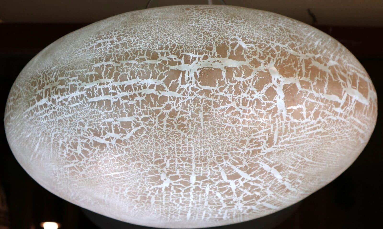 Lampadario in Vetro Resina bianco craccato diam. 60 artigianale modello Ufo luce sospensione - 2